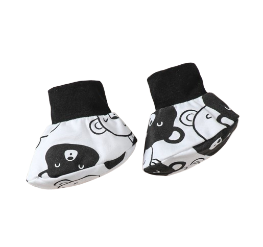 The Fabian - Baby Unisex Black Little Bear Long Sleeve Bodysuit + Pants + Hat + Socks 4pcs Outfit Set
