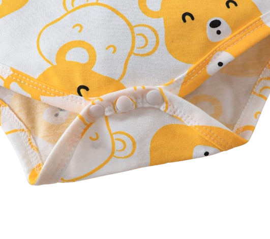 The Fabian - Baby Unisex Yellow Little Bear Long Sleeve Bodysuit + Pants + Hat + Socks 4pcs Outfit Set