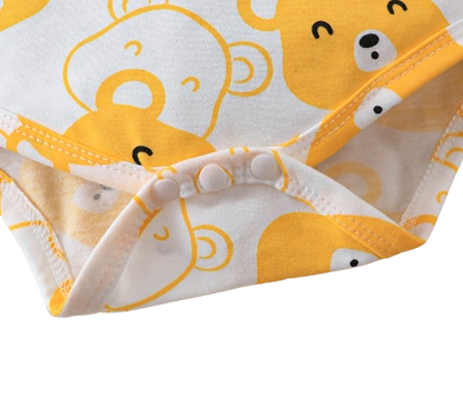 The Fabian - Baby Unisex Yellow Little Bear Long Sleeve Bodysuit + Pants + Hat + Socks 4pcs Outfit Set