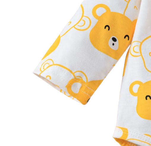 The Fabian - Baby Unisex Yellow Little Bear Long Sleeve Bodysuit + Pants + Hat + Socks 4pcs Outfit Set