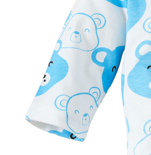 The Fabian - Baby Unisex Light Blue Little Bear Long Sleeve Bodysuit + Pants + Hat + Socks 4pcs Outfit Set