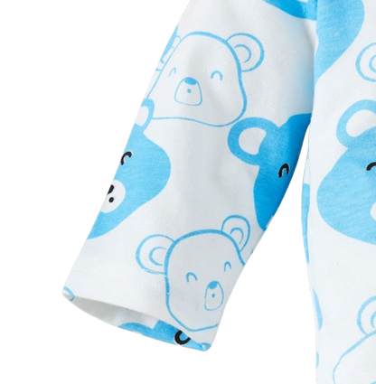 The Fabian - Baby Unisex Light Blue Little Bear Long Sleeve Bodysuit + Pants + Hat + Socks 4pcs Outfit Set
