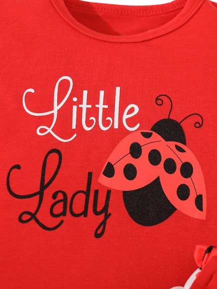 The Lena - Baby Girl Ladybug Sleeveless T-Shirt + Causal Shorts