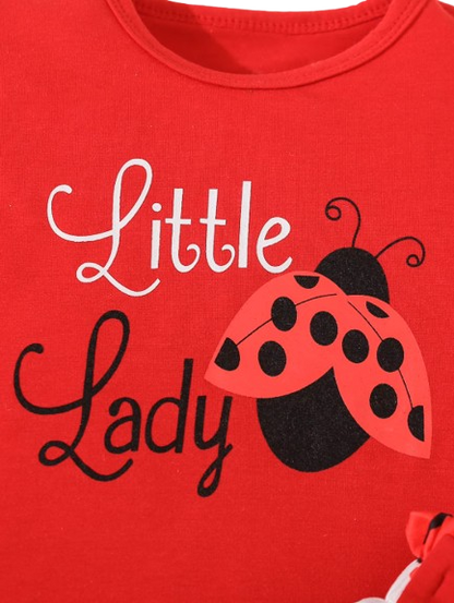 The Lena - Baby Girl Ladybug Sleeveless T-Shirt + Causal Shorts