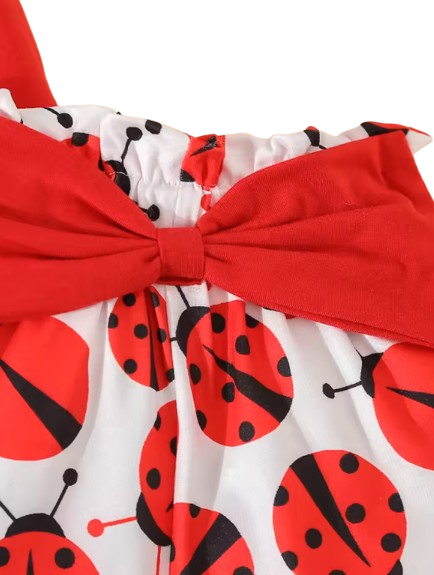 The Lena - Baby Girl Ladybug Sleeveless T-Shirt + Causal Shorts