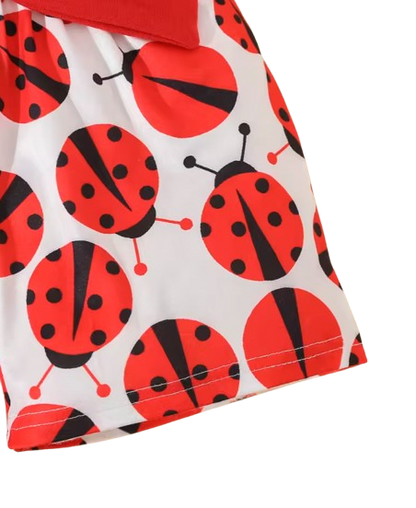 The Lena - Baby Girl Ladybug Sleeveless T-Shirt + Causal Shorts
