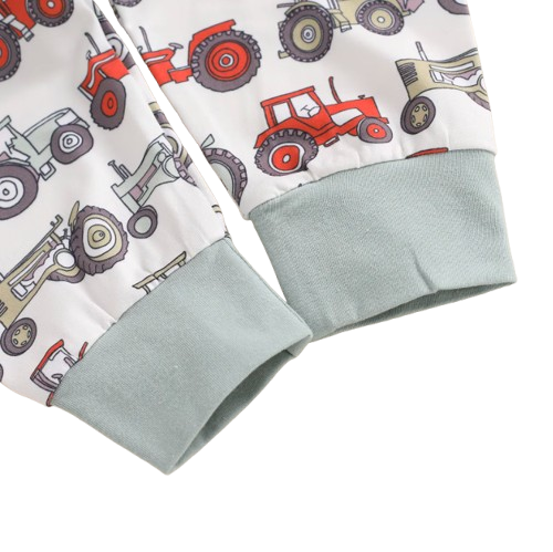The Tanner - Baby Boy "New To The Farm" Print Tractor Long Sleeve Embroidery Romper