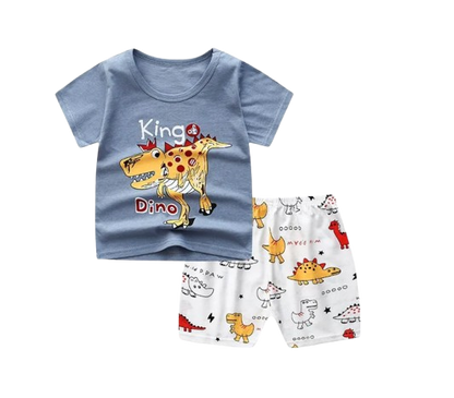 The Zayne - Baby Boy Dinosaur Cartoon Print T-shirt + Loose Shorts