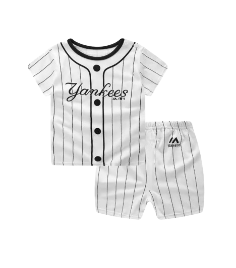 The Zayne - Baby Boy Yankees Cartoon Print T-shirt + Loose Shorts
