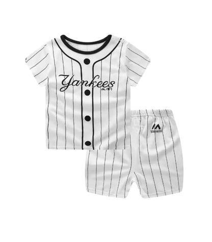 The Zayne - Baby Boy Yankees Cartoon Print T-shirt + Loose Shorts