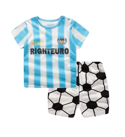 The Zayne - Baby Boy Soccer Righteuro Cartoon Print T-shirt + Loose Shorts