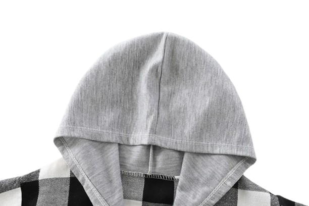 The Raiden - Baby Boy Black Hooded Plaid Shirts Coat Long-Sleeve Jacket