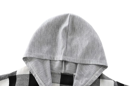 The Raiden - Baby Boy Black Hooded Plaid Shirts Coat Long-Sleeve Jacket
