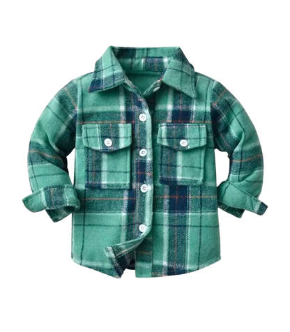 The Francis - Baby Boy Green Plaid Long Sleeved Shirt Button Casual Tops