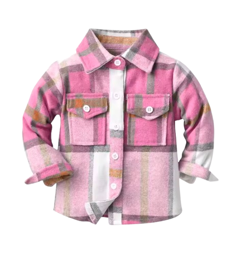 The Francis - Baby Boy Pink Plaid Long Sleeved Shirt Button Casual Tops