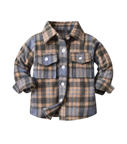 The Francis - Baby Boy Brown & Light Purple Plaid Long Sleeved Shirt Button Casual Tops