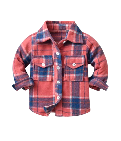 The Francis - Baby Boy Pink & Blue Plaid Long Sleeved Shirt Button Casual Tops