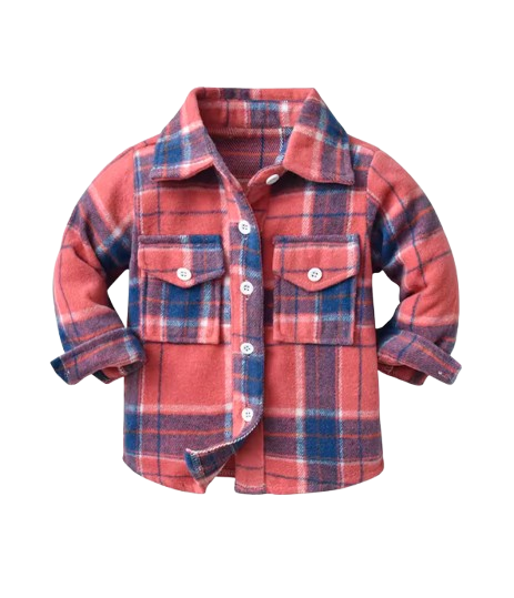 The Francis - Baby Boy Pink & Blue Plaid Long Sleeved Shirt Button Casual Tops