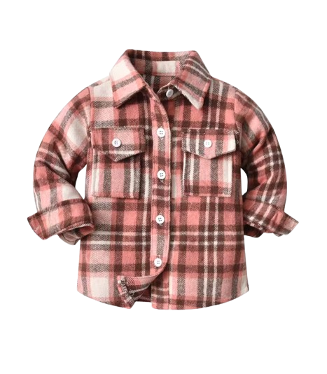 The Francis - Baby Boy Light Red & Black Plaid Long Sleeved Shirt Button Casual Tops