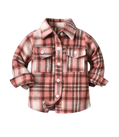 The Francis - Baby Boy Light Red & Black Plaid Long Sleeved Shirt Button Casual Tops
