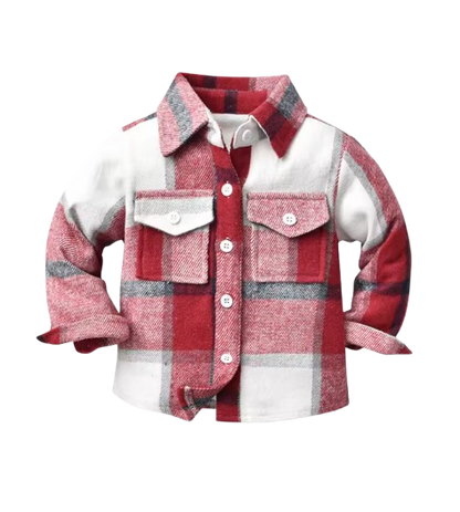 The Francis - Baby Boy White & Red Plaid Long Sleeved Shirt Button Casual Tops