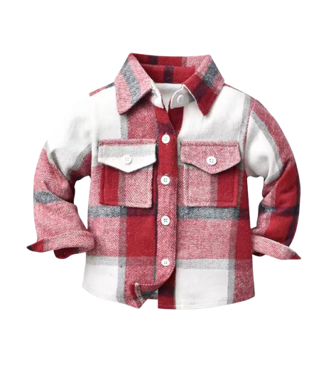 The Francis - Baby Boy White & Red Plaid Long Sleeved Shirt Button Casual Tops