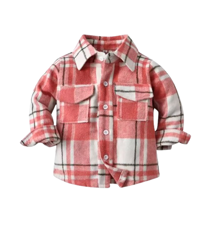 The Francis - Baby Boy White & Light Pink Plaid Long Sleeved Shirt Button Casual Tops
