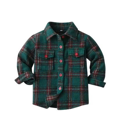 The Francis - Baby Boy Green & Red Plaid Long Sleeved Shirt Button Casual Tops