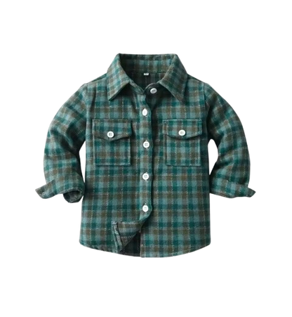 The Francis - Baby Boy Green & Black Plaid Long Sleeved Shirt Button Casual Tops