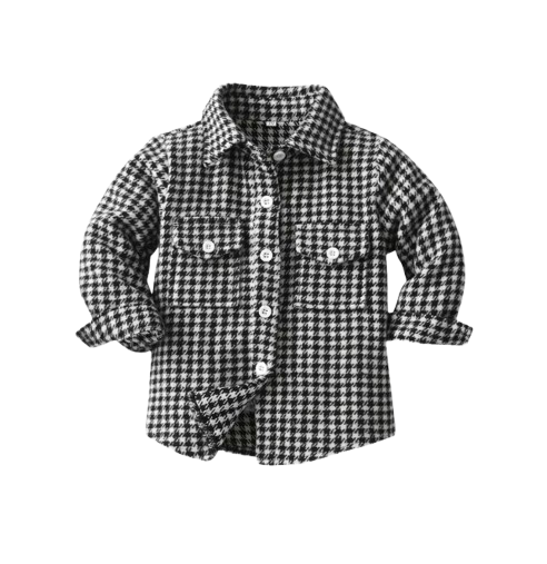The Francis - Baby Boy Black Plaid Long Sleeved Shirt Button Casual Tops