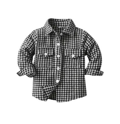 The Francis - Baby Boy Black Plaid Long Sleeved Shirt Button Casual Tops