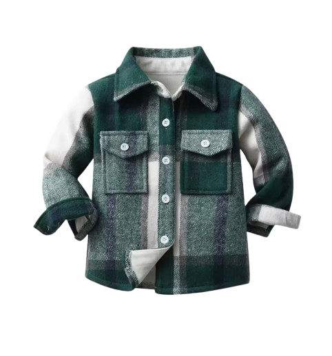 The Francis - Baby Boy Moss Green Plaid Long Sleeved Shirt Button Casual Tops