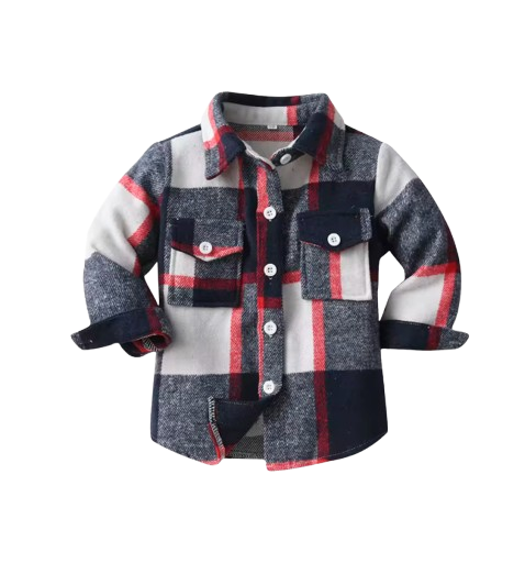 The Francis - Baby Boy Black White & Red Plaid Long Sleeved Shirt Button Casual Tops
