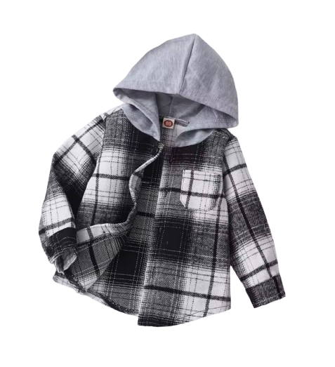 The Valentino - Baby Boy Black & Grey Hooded Checkered Jacket Fashion