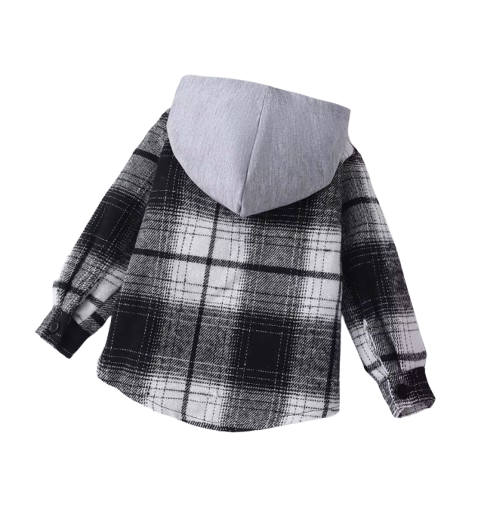 The Valentino - Baby Boy Black & Grey Hooded Checkered Jacket Fashion