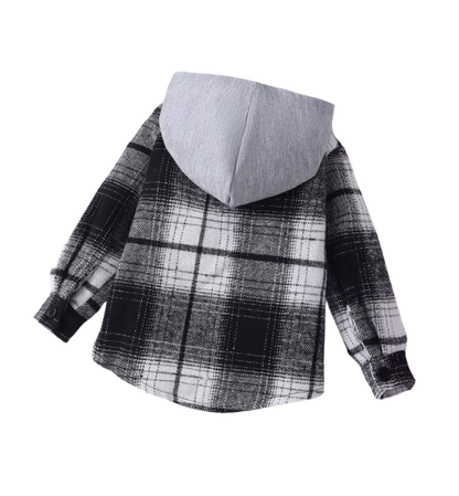 The Valentino - Baby Boy Black & Grey Hooded Checkered Jacket Fashion