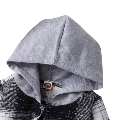 The Valentino - Baby Boy Black & Grey Hooded Checkered Jacket Fashion