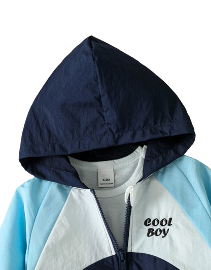 The Rome - Baby Boy Long Sleeve Coats Hooded Windbreaker With Pocket Zipper
