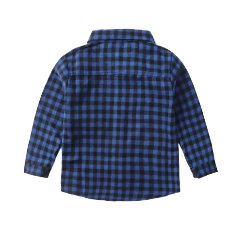 The Damon - Baby Boy Blue Small Checkered New Western-Style Coats Long Sleeve