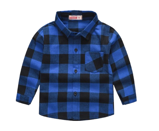 The Damon - Baby Boy Blue Large Checkered New Western-Style Coats Long Sleeve