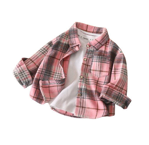 The Esteban - Baby Boy  Pink Plaid Long-Sleeved Tops Jacket Shirt
