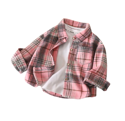 The Esteban - Baby Boy  Pink Plaid Long-Sleeved Tops Jacket Shirt
