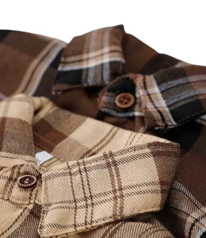 The Esteban - Baby Boy Light Brown Plaid Long-Sleeved Tops Jacket Shirt