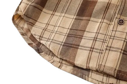 The Esteban - Baby Boy Light Brown Plaid Long-Sleeved Tops Jacket Shirt
