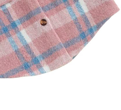 The Jalen - Baby Unisex Pink Lapel Long Sleeve Plaid Print Flannel Jacket Shirt