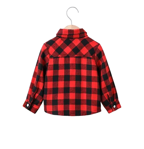 The Edgar - Baby Boy Red Black Plaid Turn-Down Collar Long Sleeve Shirt