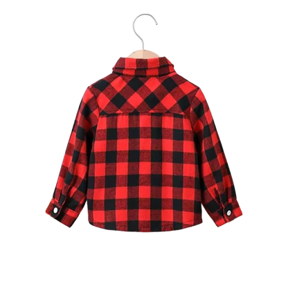The Edgar - Baby Boy Red Black Plaid Turn-Down Collar Long Sleeve Shirt
