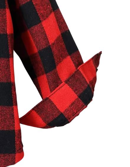 The Edgar - Baby Boy Red Black Plaid Turn-Down Collar Long Sleeve Shirt