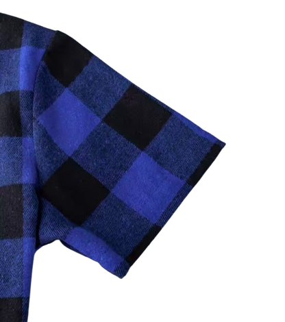 The Johnny - Baby Boy Blue Plaid Hooded Short-Sleeved Jacket Shirt