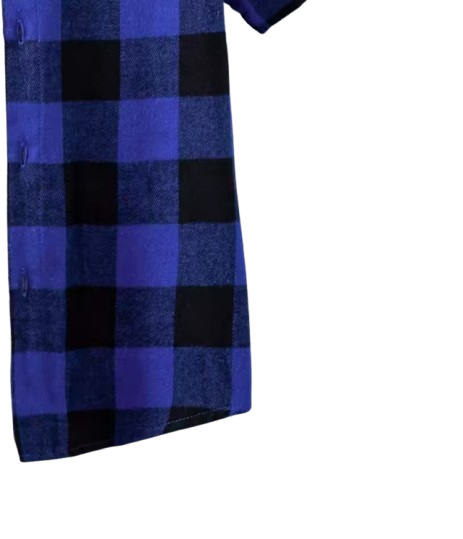 The Johnny - Baby Boy Blue Plaid Hooded Short-Sleeved Jacket Shirt